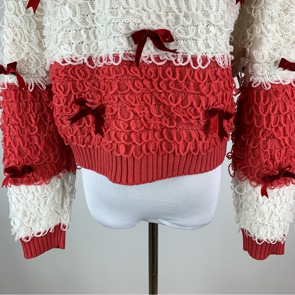 Mighty Fine Christmas Pink Bow Loop Cardigan Sweater Large - Picture 14 of 15